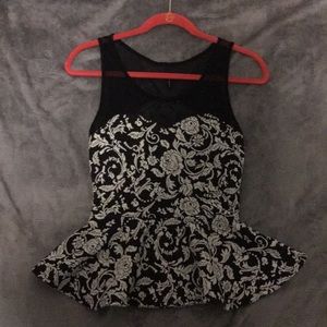 Embroider Black & white peplum